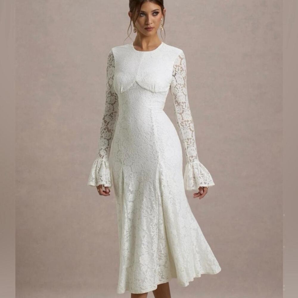Club london white lace midi